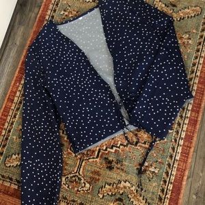 Blue long sleeve wrap top with Stars